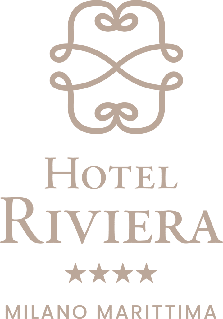 "Hotel Riviera logo with decorative design and four-star rating."